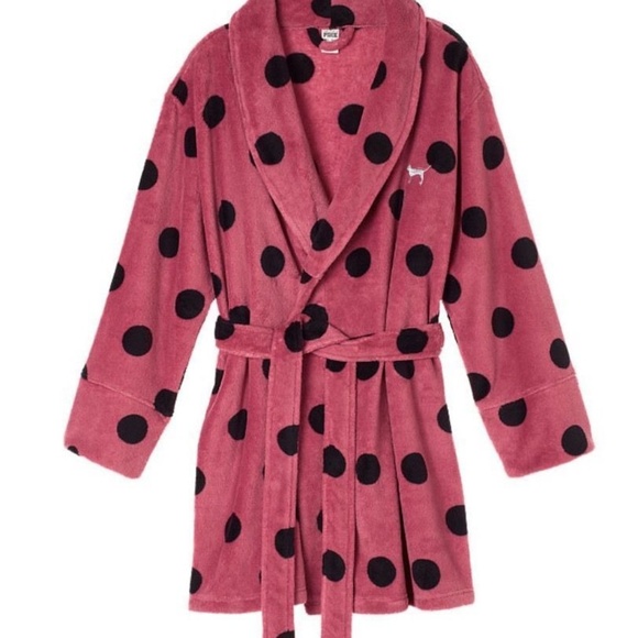 PINK Victoria's Secret Other - Victoria's Secret PINK Fleece Plush Robe Polka Dot